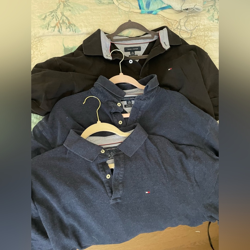 Tommy Hilfiger Polo Shirt Trio - Black and Navy